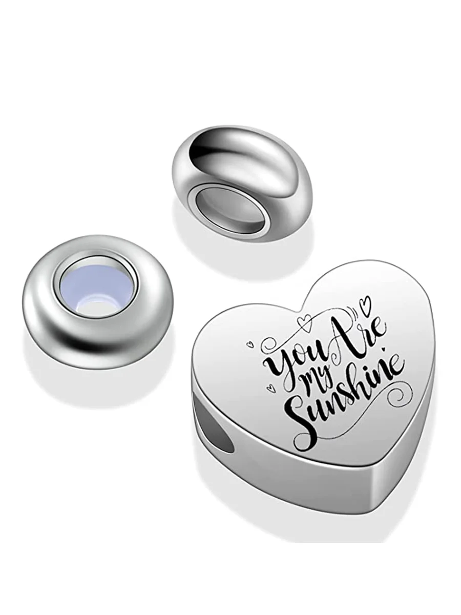 Edelstahl Inspiration Herz Charms fit Charme Armband Religiöse Perlen mit 2 stücke Stopper Spacer für DIY Schmuck Machen – Detail 7