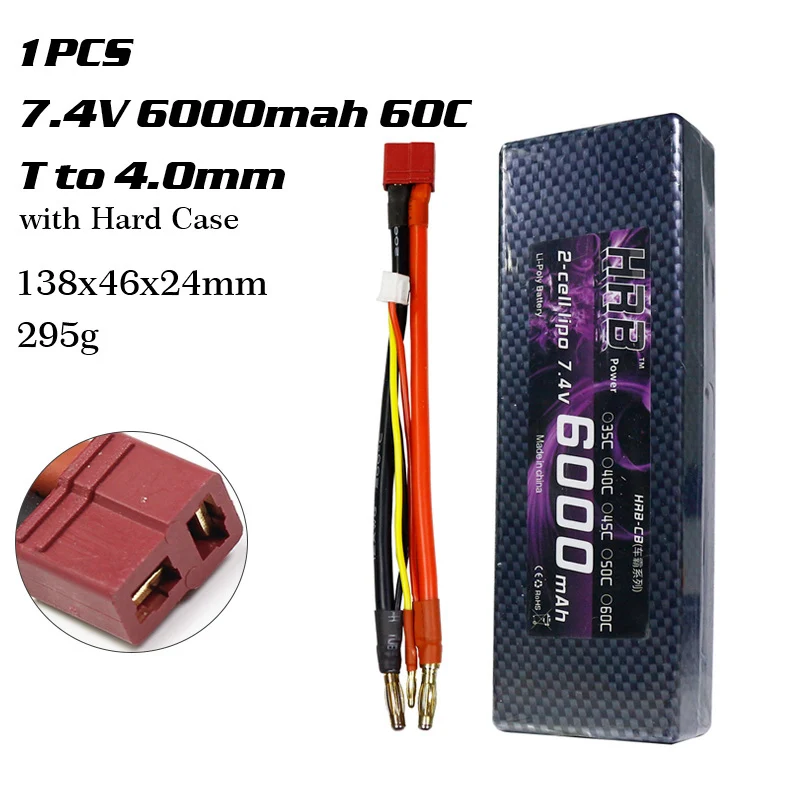 2S 6000mah 60C 4mm HRB Lipo 2S 3S 4S 6S Батарея 1500 мА/ч, 2200 3300 мА/ч, 4000 мА/ч, 5000 мА/ч, 6000 мА/ч, XT60 T деканов EC5 XT90 7,4 V 11,1 V 14,8 V 22,2 V RC Запчасти - Цвет: 2S 6000mah 60C 4mm