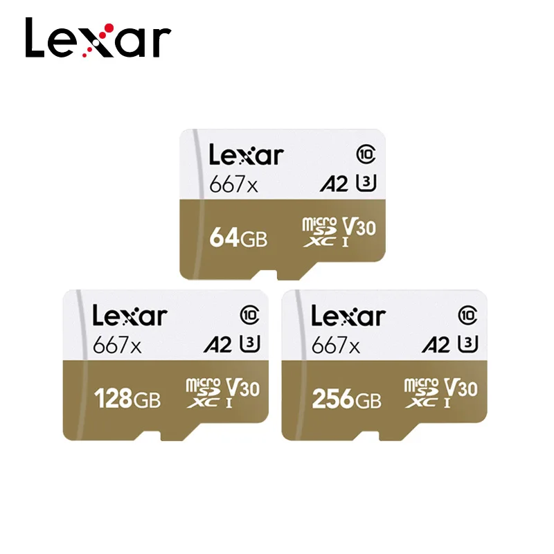 Lexar профессиональная карта памяти 667x A2 до 100 МБ/с. микро SD карты C10 U3 V30 64 Гб 128 ГБ 256 ГБ TF карта для беспилотная спортивная видеокамера