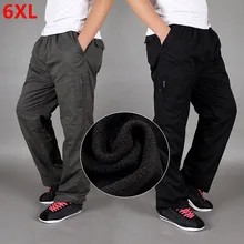 Зимние вельветовые утепленные штаны, хлопковые свободные прямые брюки большого размера с несколькими карманами