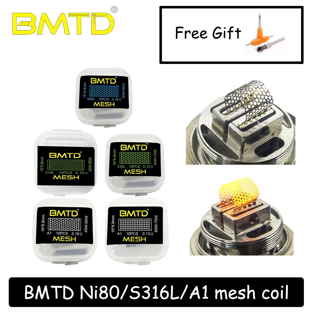 10 шт./лот BMTD сетчатая катушка в стиле MTL A1/S316/Ni80 0 16 Ом проволочная для профиля Wotofo RDA