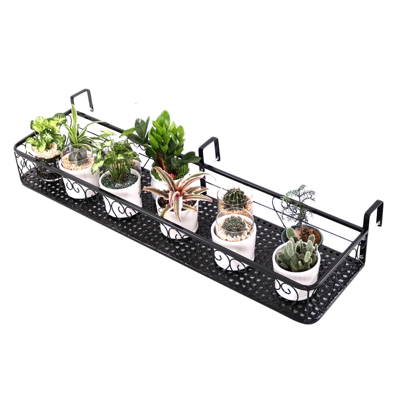 

Flower Rack Iron Art Suspension Railing Pylons Hanging Type Flowerpot Frame Guardrail Windowsill Flower Airs Green Rose Rack
