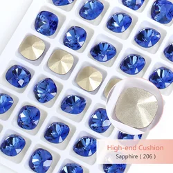 Enhanced Square K9 Glass Crystal Stones for DIY Jewelry, Clothing, and Decoration (Sapphire)