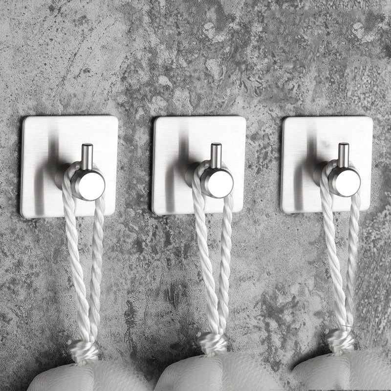 

Stainless Steel Wall Hook Self Adhesive Sticky Kitchen Home Bathroom Bath Ball Key Bag Coat Hanger Storage Hanging Holder Rack