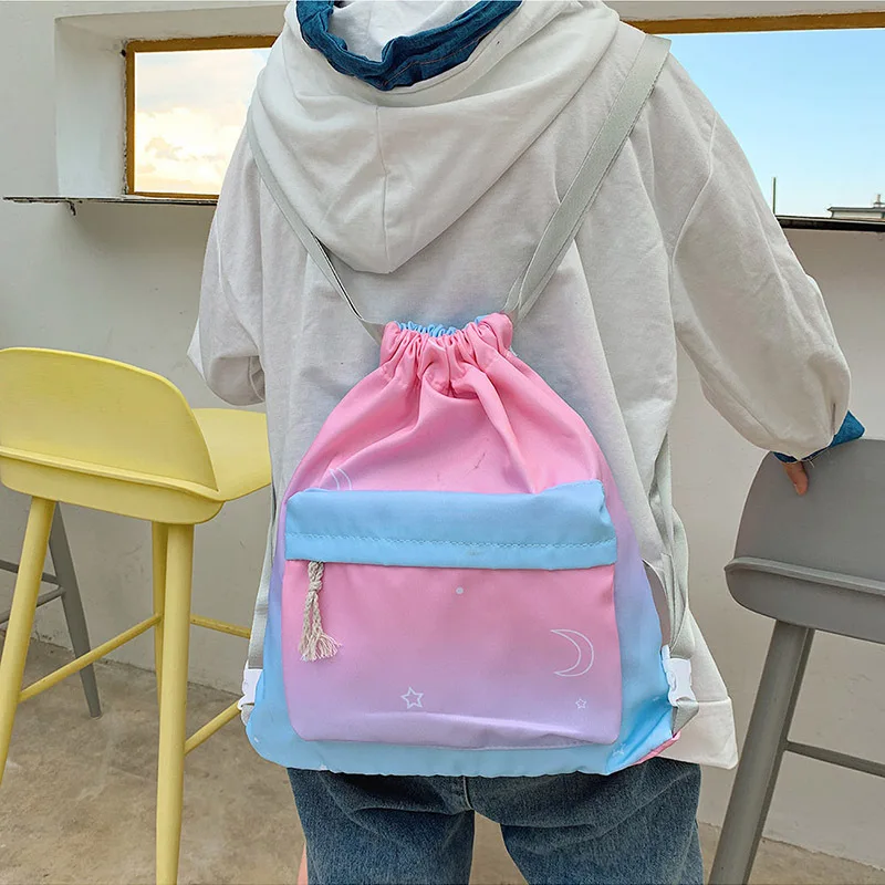 

New Style Drawstring WOMEN'S Backpack Outdoor Casual Storage Bag Multi-functional Trend Printed Bag Women's
