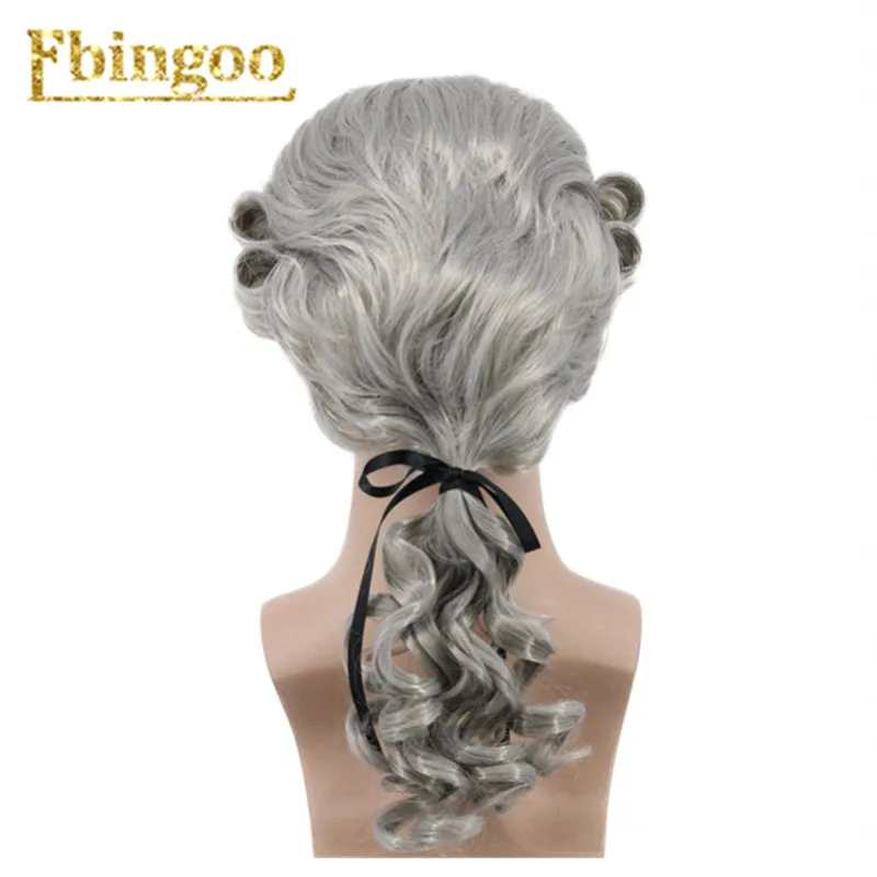 Ebingoo, серый, черный, белый цвет, барокко, кудрявый мужской костюм, парики, роскошный длинный синтетический парик для Хэллоуина