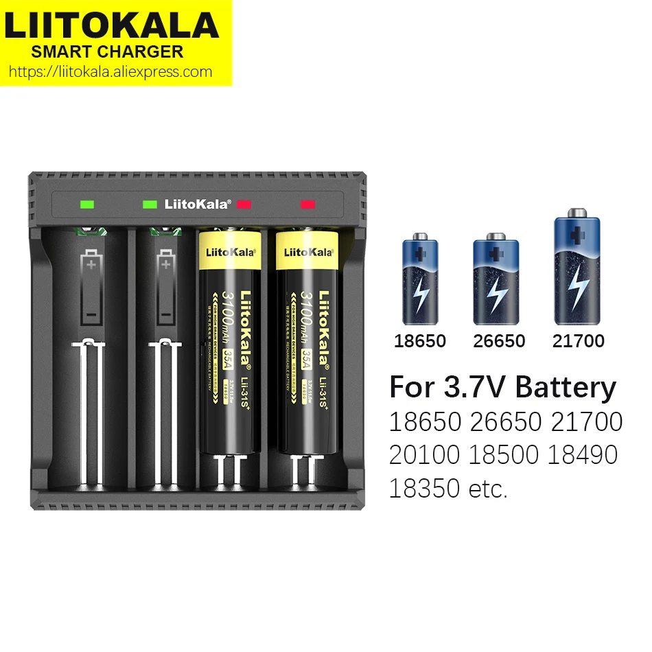 Зарядное устройство LiitoKala Lii-L4 18650 зарядное для аккумуляторов 4 слота 2 электронных