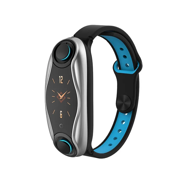 T90 2 в 1 TWS Bluetooth наушники смарт-браслет BT 5,0 BT вызов смарт-Браслет мониторинг сердечного ритма браслет наушники - Цвет: Blue