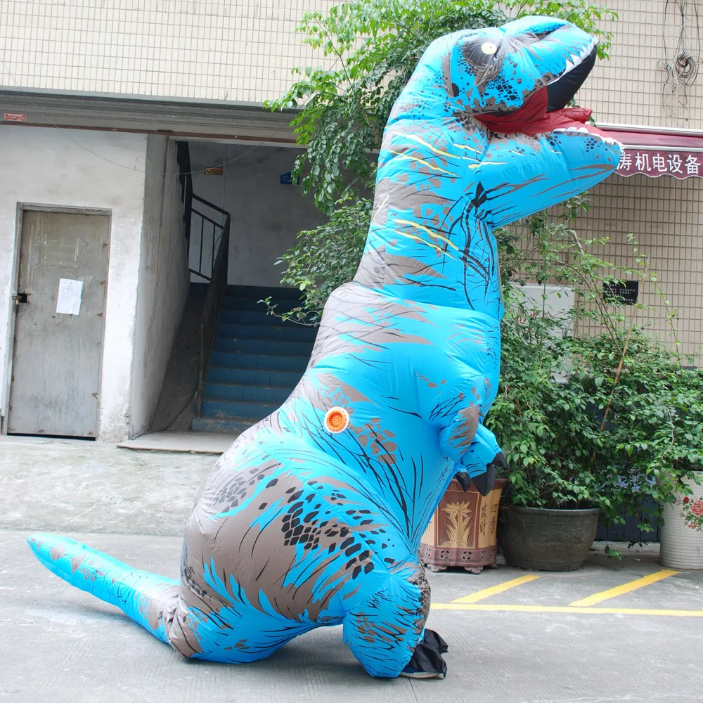 Надувной костюм динозавра для Хэллоуина, косплей, костюмы динозавра для взрослых, Disfraces Adultos, T-REX с вентилятором
