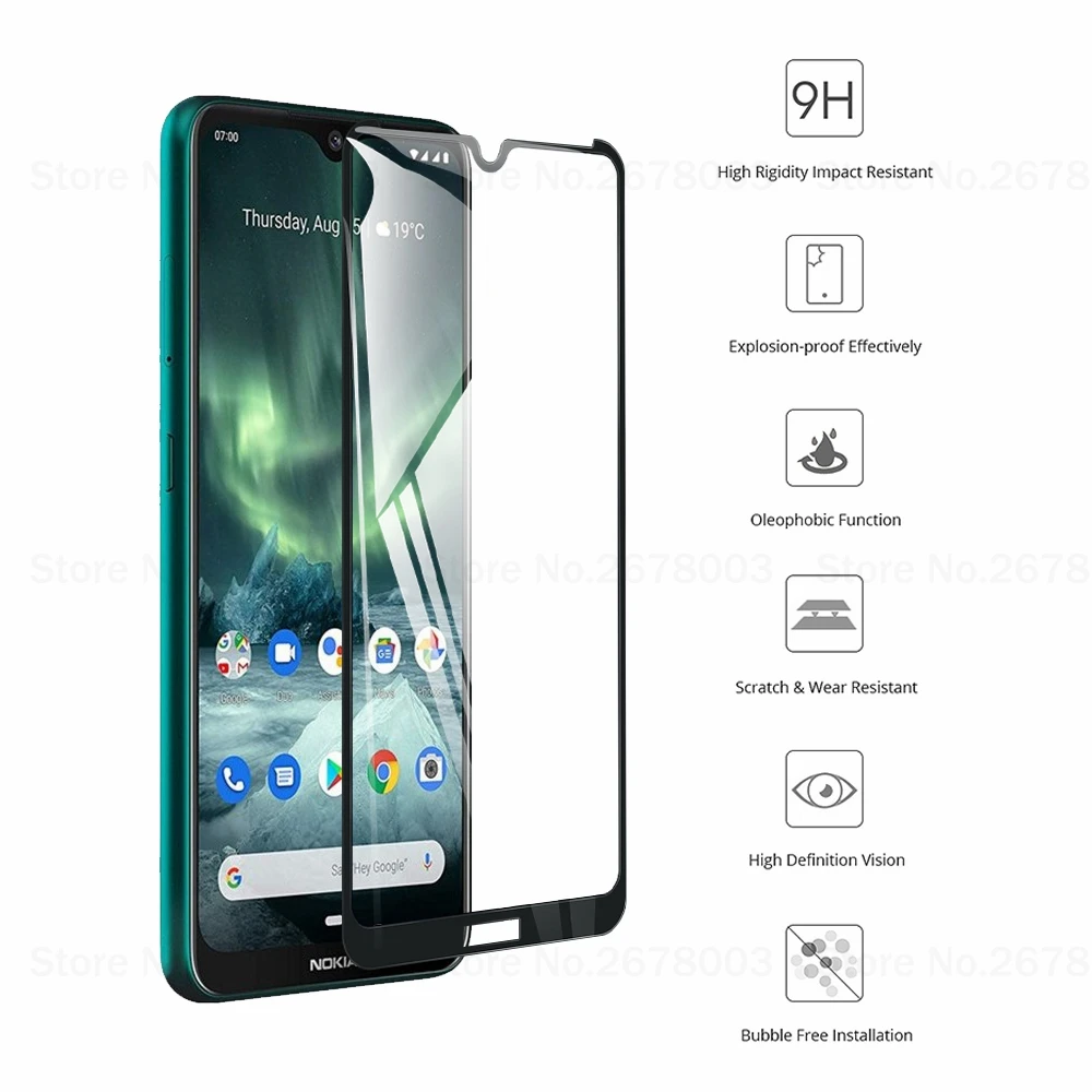 Закаленное стекло с полным покрытием для Nokia 7 2 9 4 3 8 1 5 Plus X5 Защита экрана