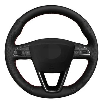 

Car Steering Wheel Cover DIY Black Artificial Leather For Seat Leon 5F Mk3 2013-2019 Ibiza 6J Tarraco Arona Ateca Alhambra