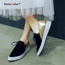 Women Flats Oxford Shoes 2021 Genuine Leather Flat Laces Platform Loafers Pointed Toe For Woman Brogues Shoes