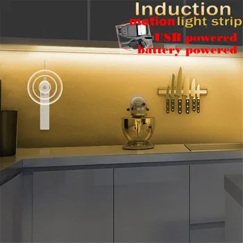 

PIR LED Kitchen Cabinet Light Motion Sensor LED Strip Waterproof Battery Closet Lamp Ribbon LED Lights Tape Decoration Lighting