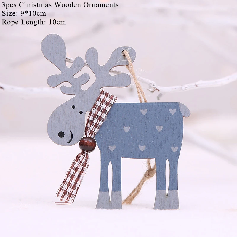 Рождественский деревянный знак, рождественские украшения для дома, Подвесные Украшения для рождественской елки, декоративные принадлежности, новогодние подарки - Цвет: 3pcs Elks