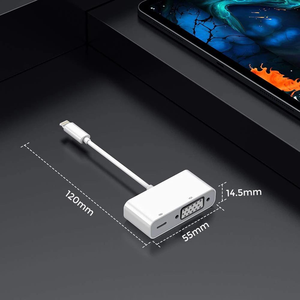 RayCue VGA видео адаптер совместим с телефоном/Pad, VGA видео кабель адаптер с зарядным портом Замена для телефона и планшета, штекер