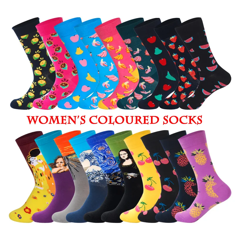 Lionzone Happy Socks женские носки больших размеров с фруктами и знаменитыми искусствами