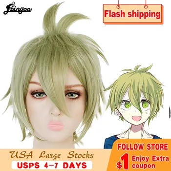 

Ebingoo Danganronpa V3: Killing Harmony Amami Rantarou Wig Short Straight Lemon Green Synthetic Halloween Costume Cosplay Wig
