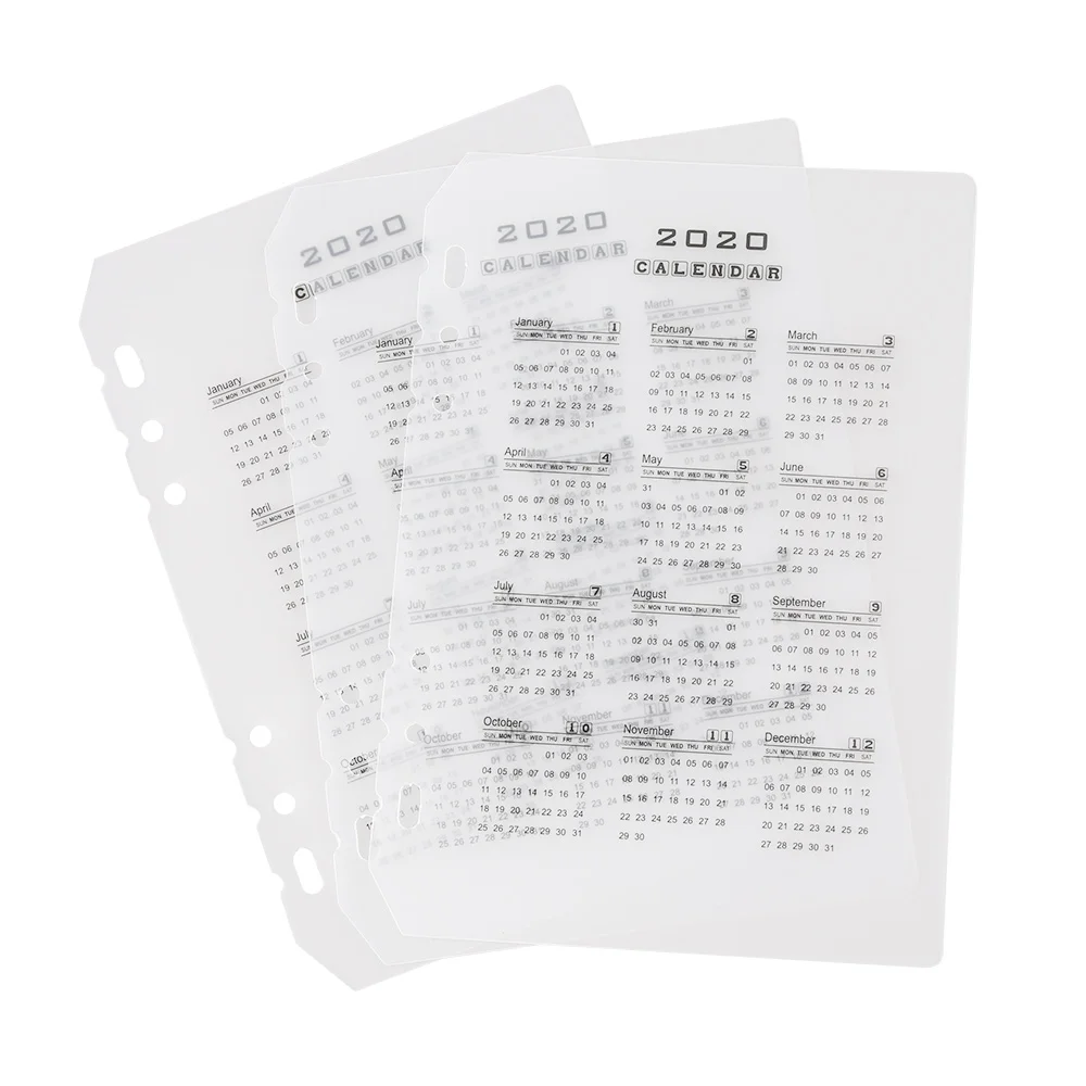 1Pc PP Calendar A5/A6 Loose-leaf 6 Holes Binder Index Divider Separator Stationery For Planner Organizer Notebooks
