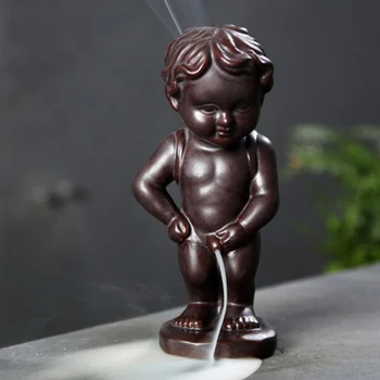 

Incense Burner Holder Office Aromatherapy Bedroom Desk Ornament Gifts Stress Relieve Home Decor Relaxation Peeing Boy Backflow