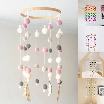 

Felt Ball Winds Chime Bed Bell Rattle Toy Hanging Ornaments for Baby Room Photo Props Hot Sales