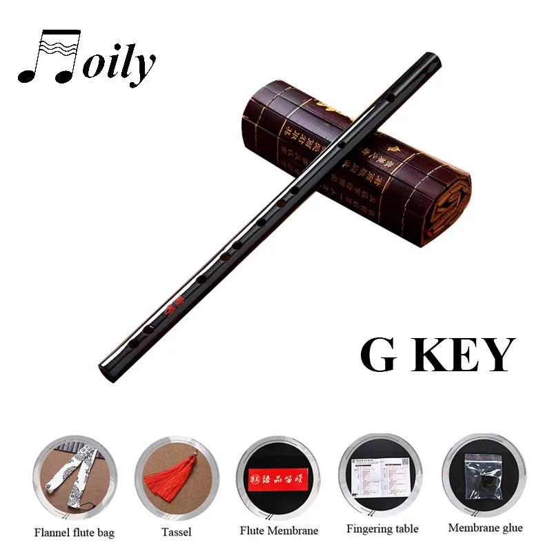 Бамбуковая флейта Китайский традиционный подарок C D E F G ключ профессиональная Флейта с кисточкой черный цвет Начинающий флейта поперечные Flauta - Цвет: Black G Key