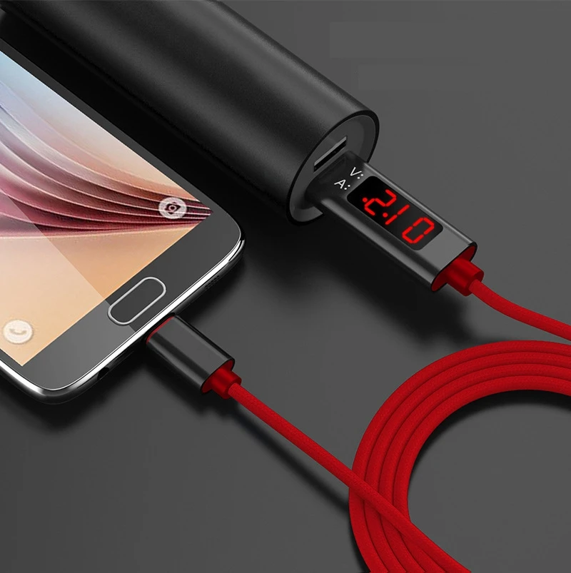 Кабель Micro USB type C для IPHONE xiaomi huawei samsung кабель быстрой зарядки USB C с светодиодный цифровым дисплеем кабель для мобильного телефона