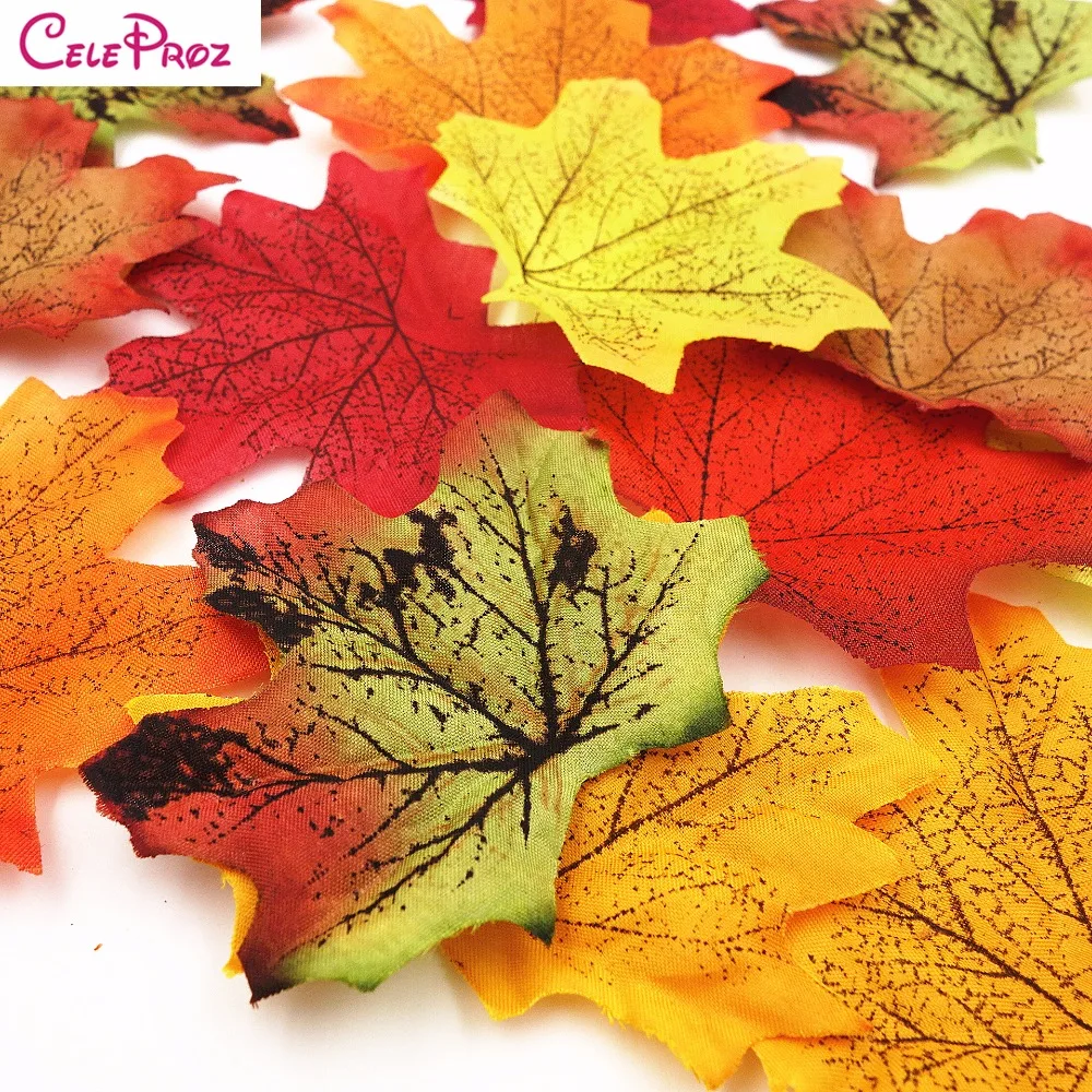 50/100Pieces Artificial Silk Maple Leaves Fabric Tree Leaf DIY Wedding Birthday Event Party Decor