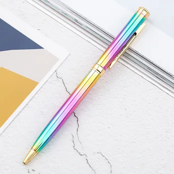

1Pcs Rainbow Colorful Pen Metal Ballpoint Pen Bullet 1.0mm Nib Refill Office Writing Pen Rollerball Pen Office School Supplies