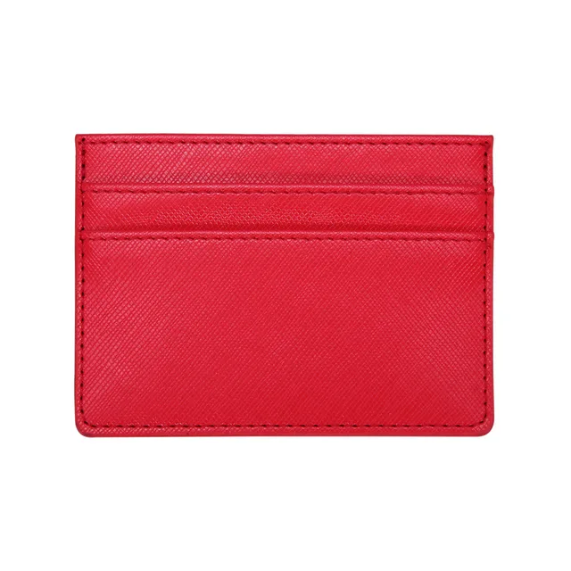 Ultra Thin Zipper Wallet Men's Small Wallet Business PU Leather Wallets Band Solid Color Card Coin Purse Credit Bank Holder C-red