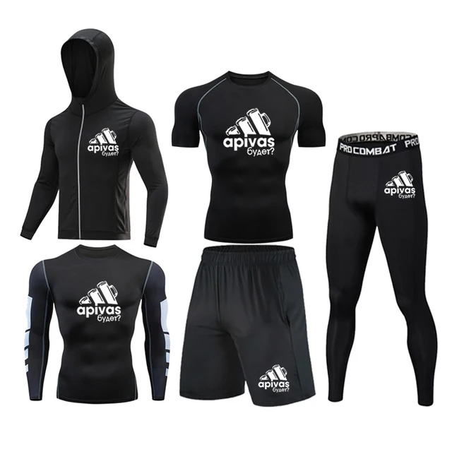 Men Jiu jitsu Rashguard MMA T-shirts Sets Bjj Muay Thai Boxing Jerseys Long Sleeve Boxeo Suit Brand 5Pcs Set Fitness Sport Suits 5Pcs Set