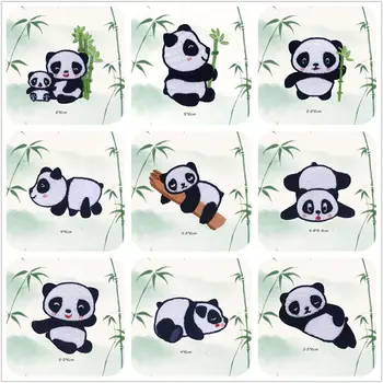 

Cute Panda Cat Patches Embroidery Iron on Patch for Stripes Clothing DIY Stickers Sew on Clothes Denim Jacket animals Appliques