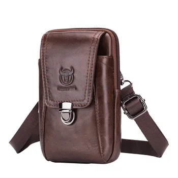 

Men's Genuine Leather Waist Bags Cowhide Wear Belt Casual Outdoor Mobile Phone Bags Leather Slung Waist Pockets