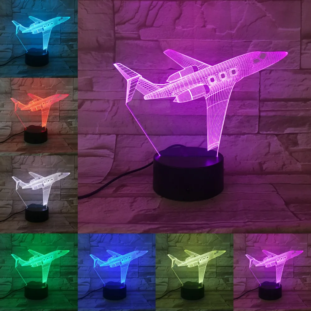 Airliner 3D визуальная Настольная лампа с сенсорным управлением атмосферное Освещение день рождения праздник подарки крутая комната для мальчиков Декор Поддержка usb зарядка