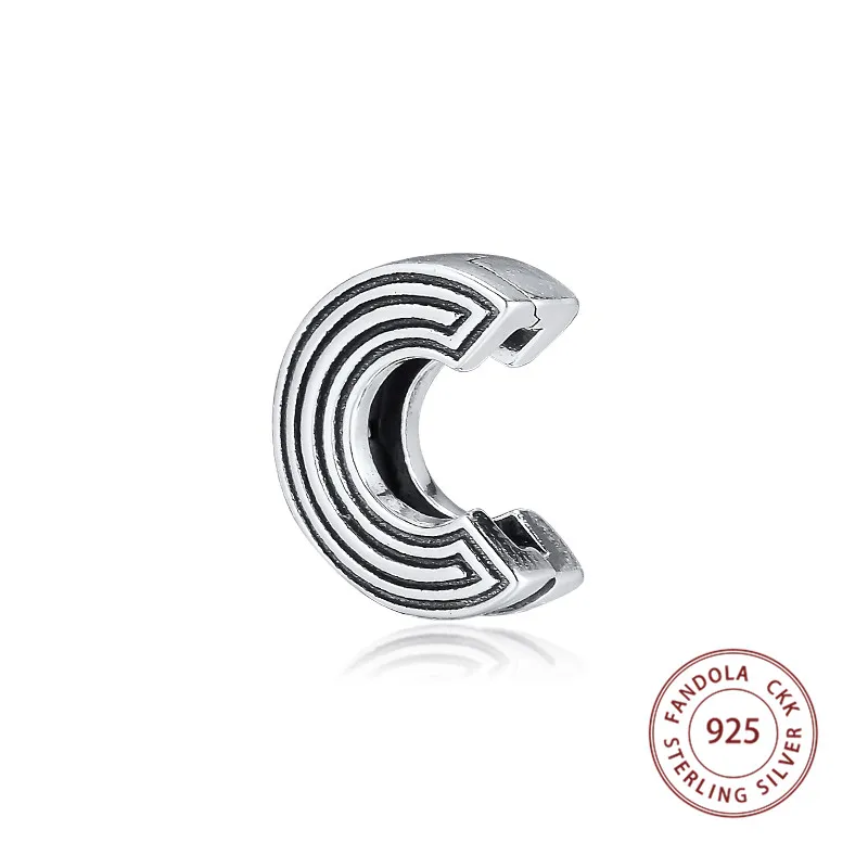 Бусины Fit Pandora браслет рефлексионы Письмо C очаровательные клипсы бусины из стерлингового серебра 925 Подвески для изготовления ювелирных изделий berloques prata