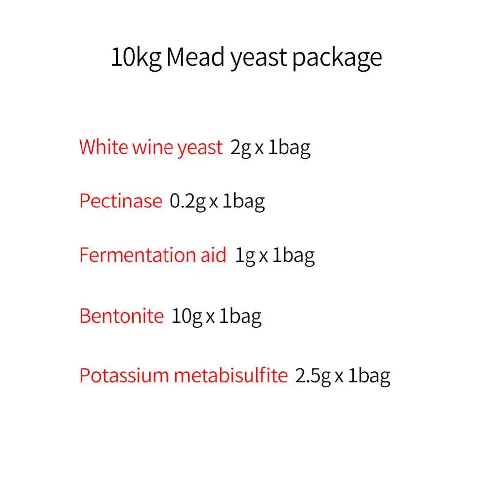 10 кг mead набор мука пехтиназа ферментация помощь белые винные дрожжи бентонит калий метабисульфит виноделия аксессуары дрожжи