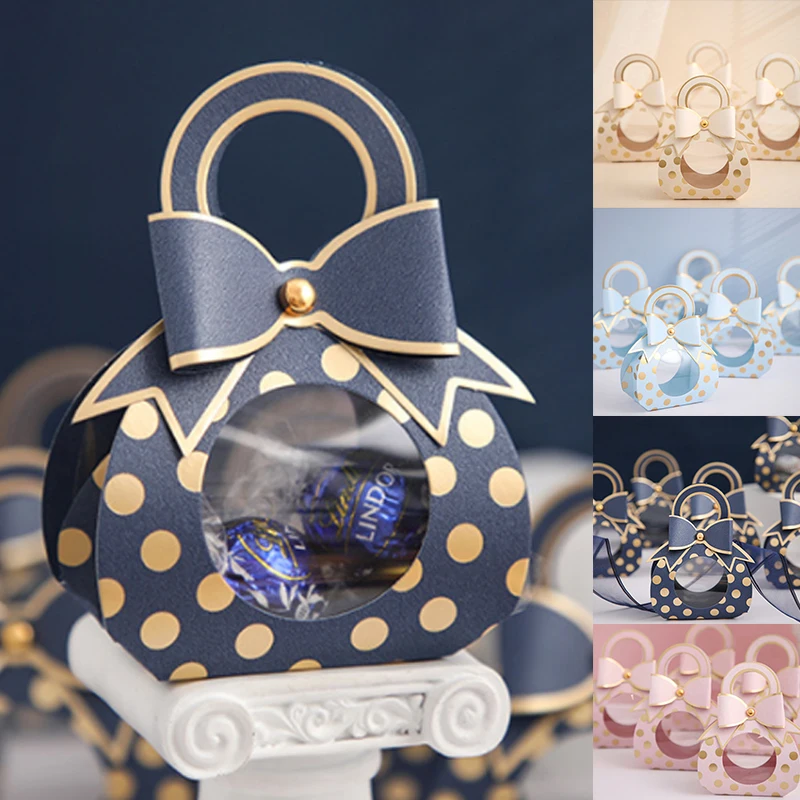 5pcs Pacifier Shape Candy Gifts Boxes Portable Baby Birthday Party Dot