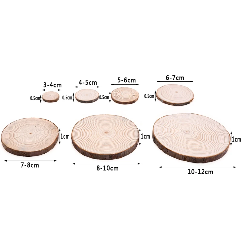 1 упаковка 3-12 см натуральные круглые необработанные деревянные ломтики круги с деревом кора бревна диски DIY ремесла Свадебная вечеринка Живопись украшения