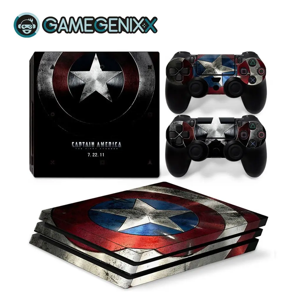 Captain America GAMEGENIXX Кожа Наклейка виниловая оберточная крышка полный набор для PS4 Pro консоли и 2 контроллеров-Капитан Америка - Цвет: Captain America