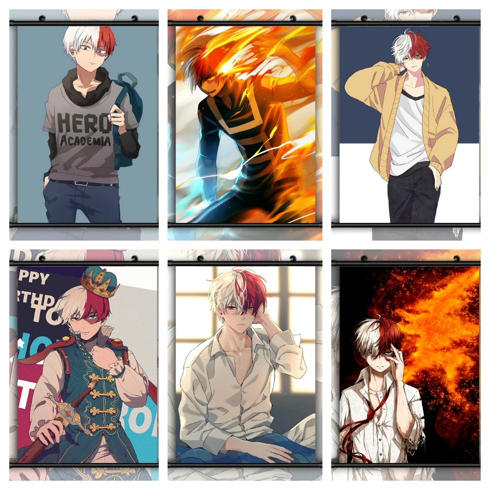 MY HERO Academia Shouto Todoroki Pinturas penduradas Tela do pôster de  rolagem de anime, pinturas penduradas decoração de parede decoração de tela  à prova d'água Personagens