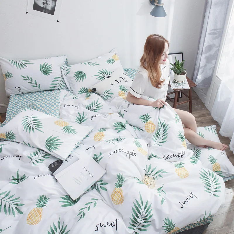 

Four Cotton Cotton Student Dormitory Bed Sheet Quilt Cover Quilt Three-Piece Bedding