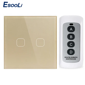 

Esooli EU/UK Standard 1/2/3 Gang Wireless Remote Control Light Touch Switches, Smart Home RF433 Remote Control Wall Switch
