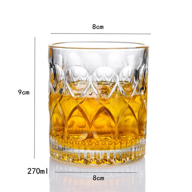 Houseware Premium Crystal Whiskey Glasses Drinking Glasses Lead-free Glass Engraved Cognac Glass Perfect for Cocktail Juice