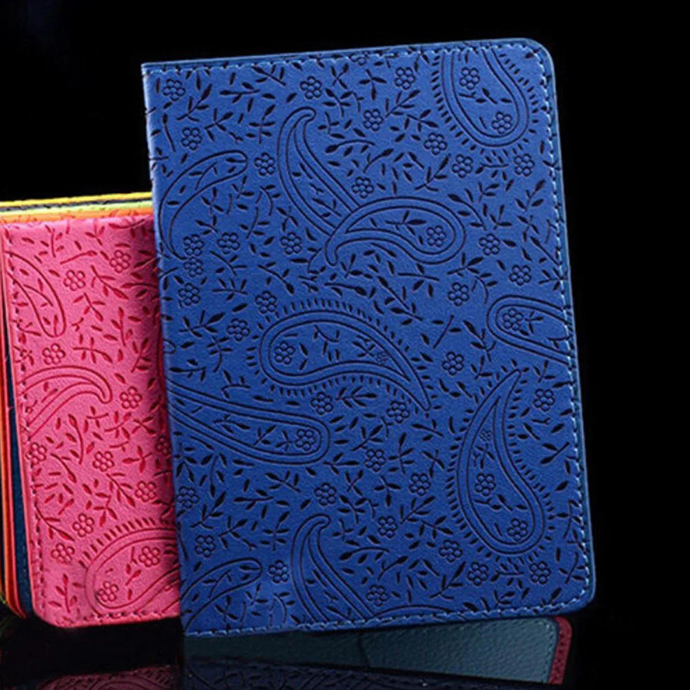 Blue Lavender Travel Passport Holder Cover Faux Leather ID Card Ticket Enticing Case 10cm x 14cm - Цвет: Blue