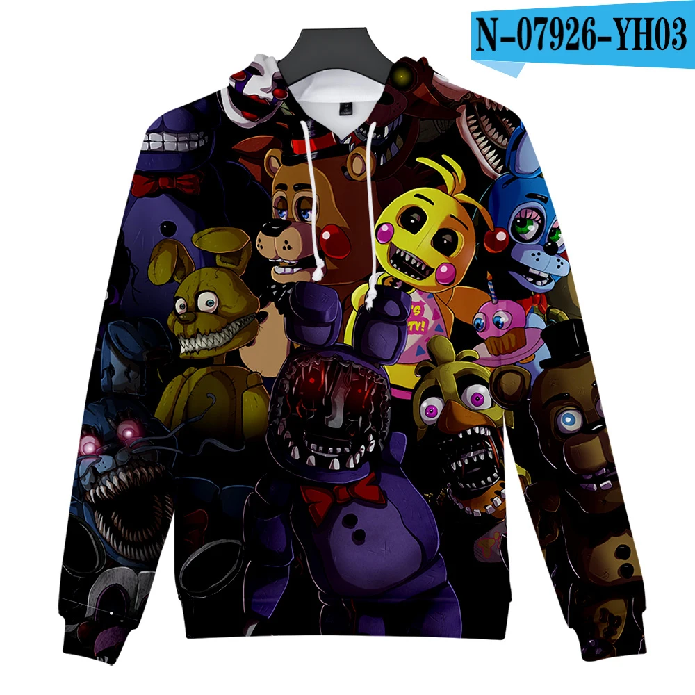 Толстовки Five Nights at Freddy, осенне-зимние теплые популярные толстовки с длинными рукавами, модные повседневные топы с 3D принтом, толстовки - Цвет: YH03-2-1