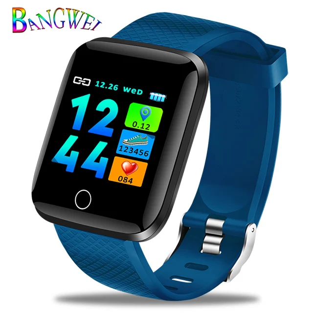 BANGWEI, новые часы, IP67, водонепроницаемые часы, кровяной кислород, мониторинг сердечного ритма, шагомер, фитнес, спортивные часы, Relogio masculino+ коробка - Цвет: Blue