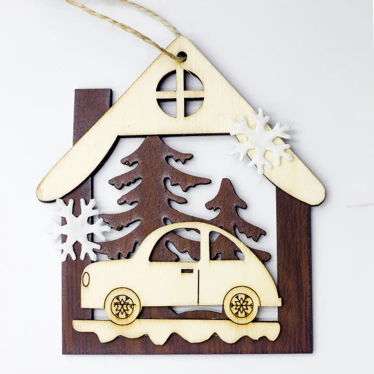 Рождественские деревянные подвески, украшения Санта Клауса, снеговика, деревянные украшения для рождественской елки, детские подарки, украшения - Цвет: Светло-серый