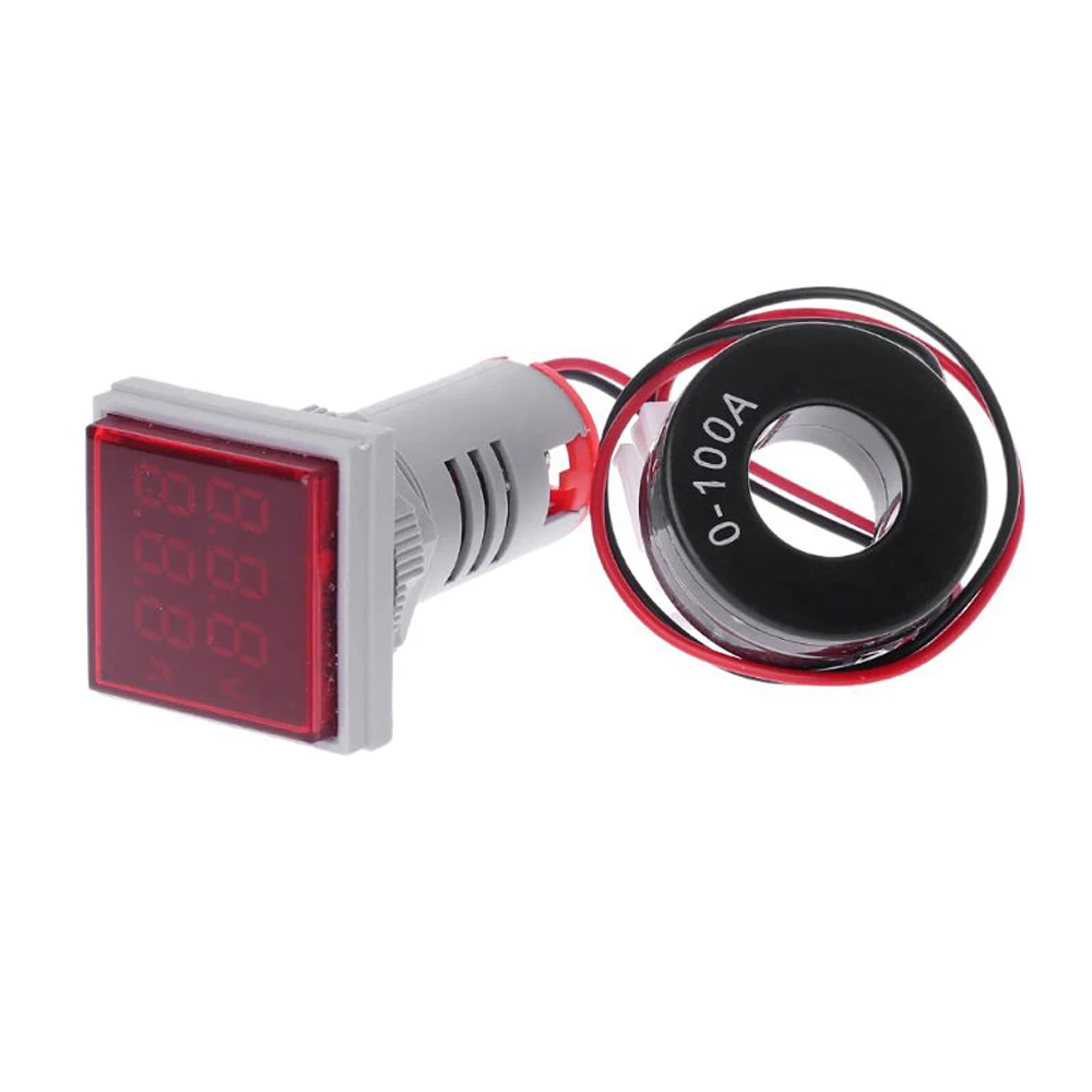 60-500 V 0-100 A Affichage Numérique Voltmètre DEL Indicateur Feu Signal Carré Lumière