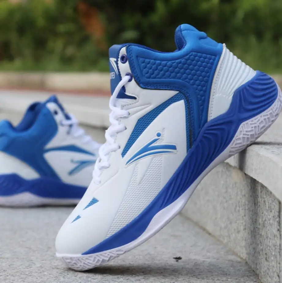 High Quality Original Brand Men's Basketball Shoes Comfortable Non-slip Shoes Breathable Trend Men Sneakers Walking Sports Shoes - Цвет: white blue
