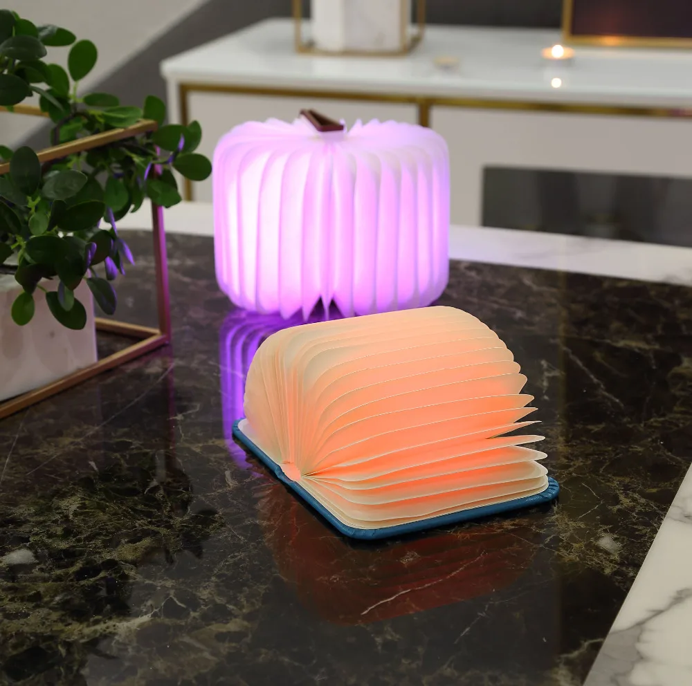 Деревянный складной зарядная книга светодиодный светильник USB Перезаряжаемый Магнитный декоративный небольшой ночной светильник теплый белый креативный подарок