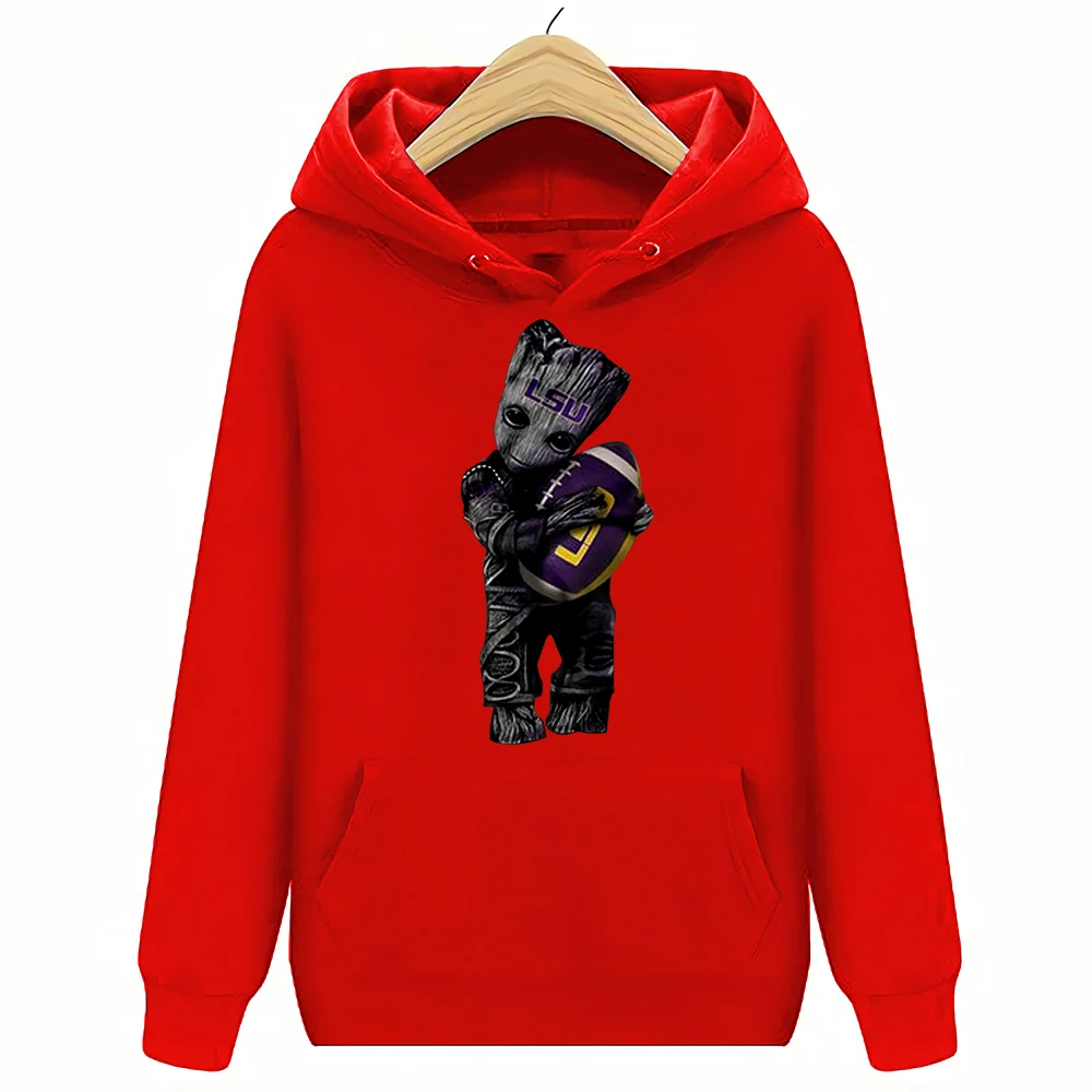 Lsu Tigers football Baby Groot толстовки и толстовки - Цвет: Красный